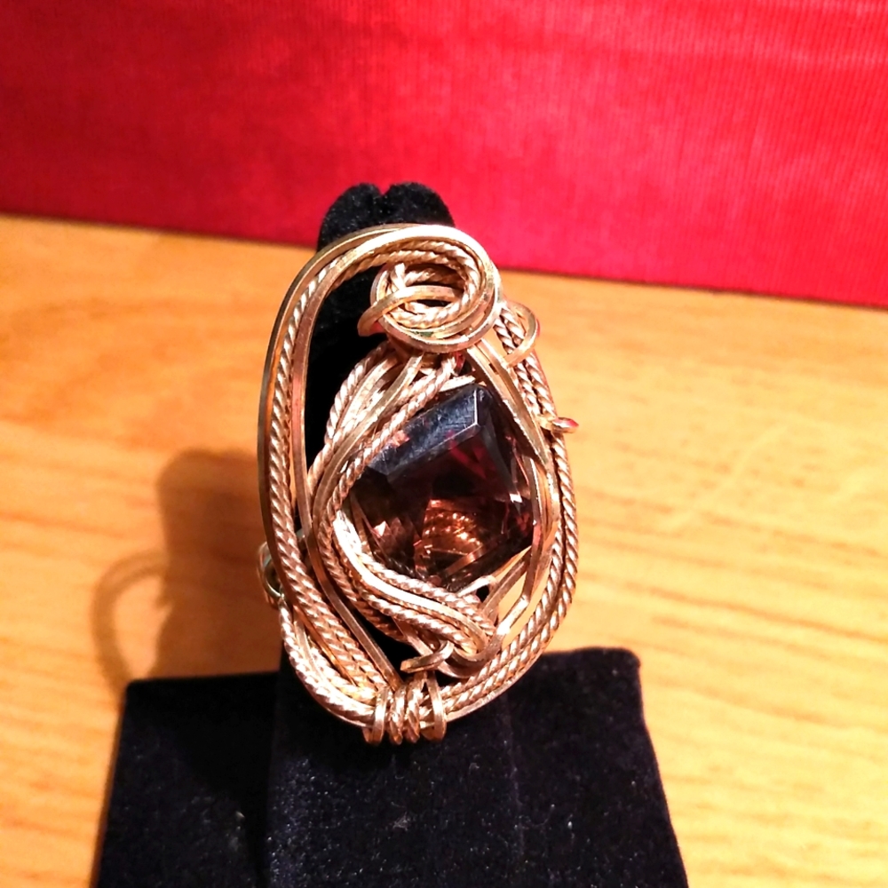 Gold Plated Cocktail Ring Size 7 1/2